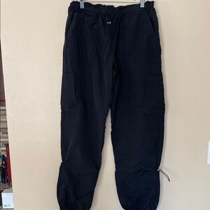 Black Jogger Parachute Pant with Elastic Waistband and Ankle Cuffs